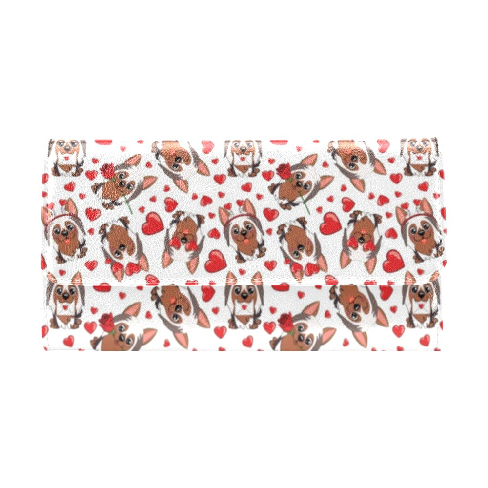 Silky Terriers Heart Print Design LKS302 Women's Trifold Wallet