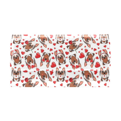 Silky Terriers Heart Print Design LKS302 Women's Trifold Wallet