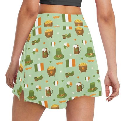St Patricks Day Print Design LKS302 17" Golf & Pickleball Skort with Pockets