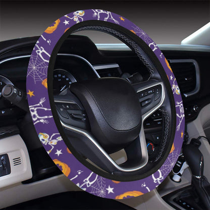 Skeleton Halloween Dance Print Design LKS304 Steering Wheel Cover with Elastic Edge