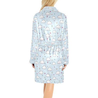 Cloud Pattern Print Design 01 Women's Fleece Robe