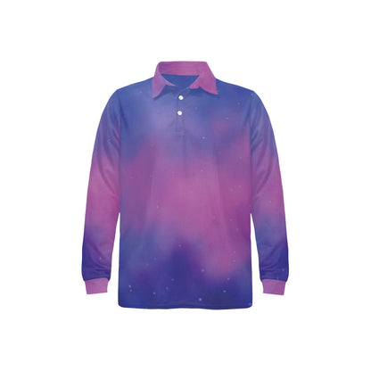 Nebula Pattern Print Design A05 Long Sleeve Polo Shirt For Men's
