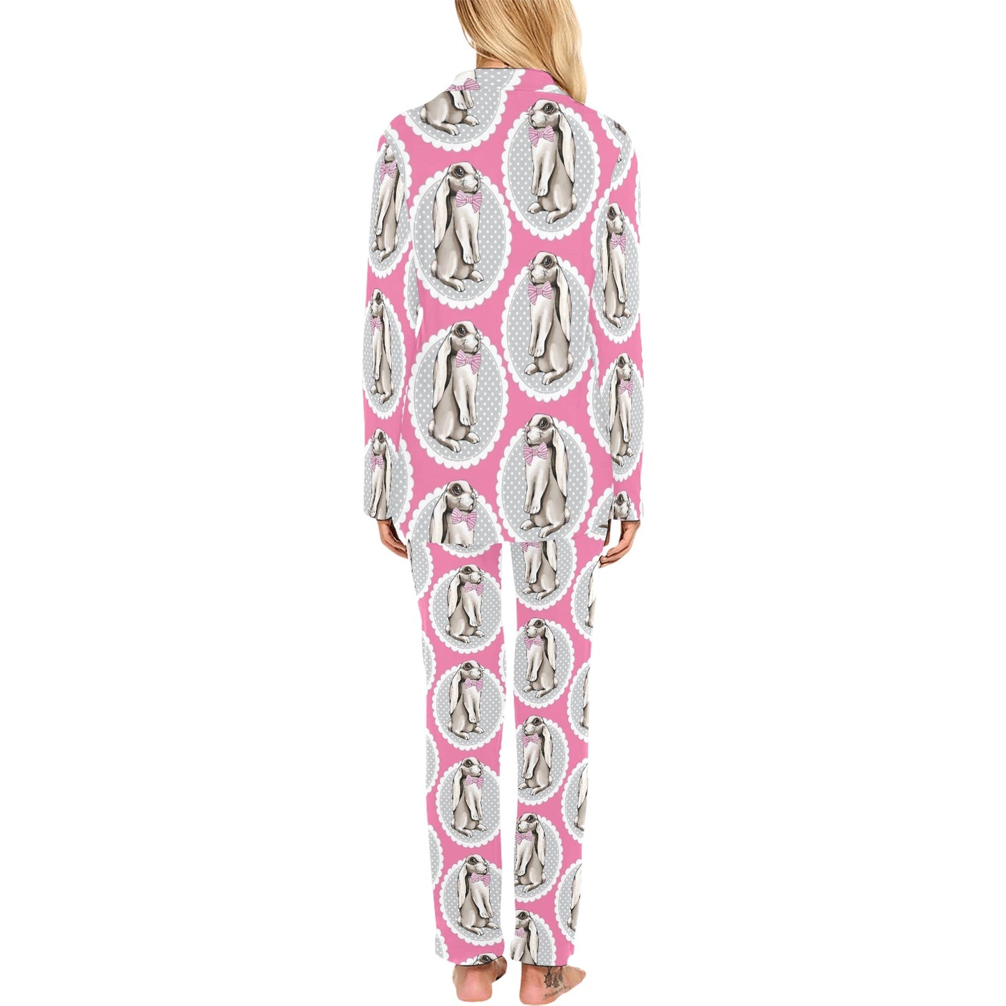 Rabbit Pattern Print Design RB019 Women's Long Pajama Set