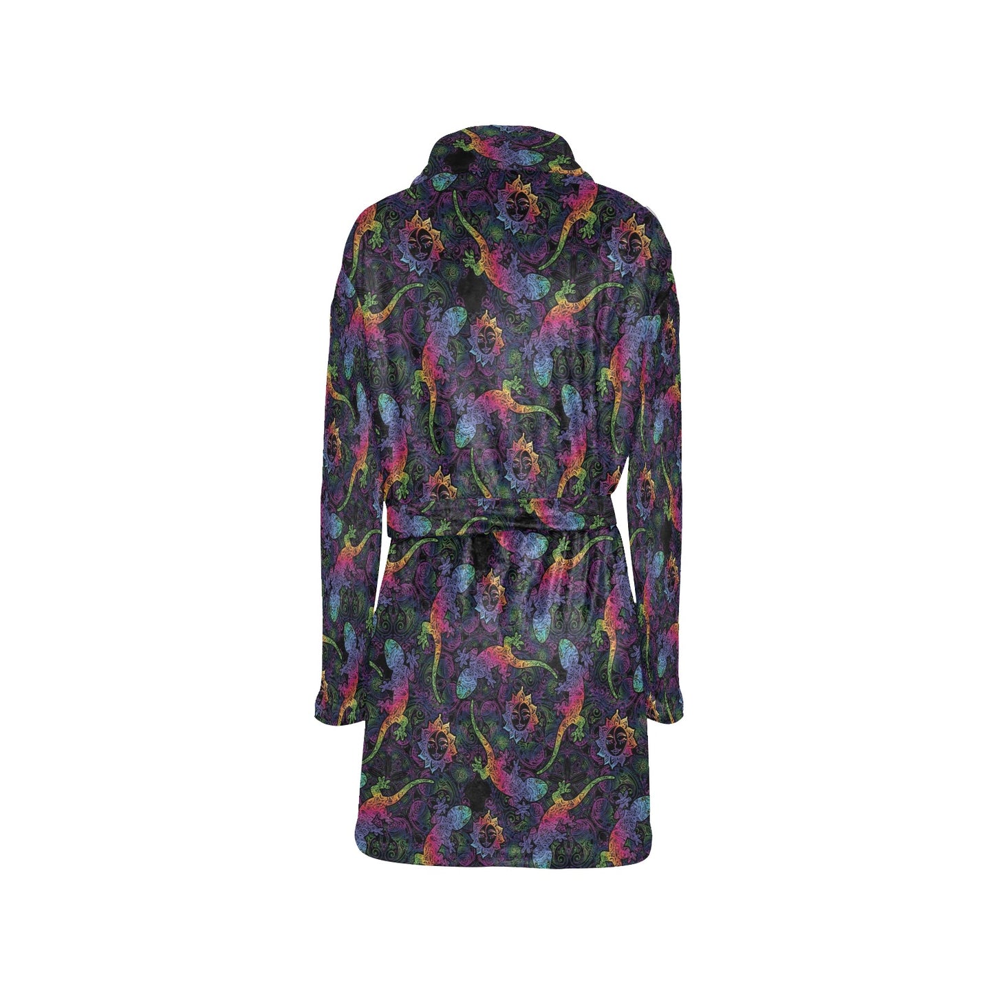 Gecko Rainbow Pattern Print Design 03 Women's Fleece Robe