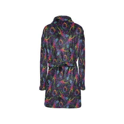 Gecko Rainbow Pattern Print Design 03 Women's Fleece Robe