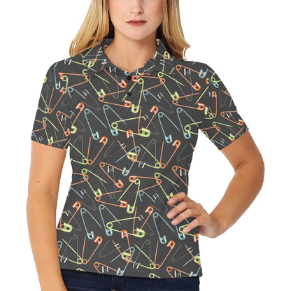 Safety Pin Print Design LKS301 Women's Polo Shirt