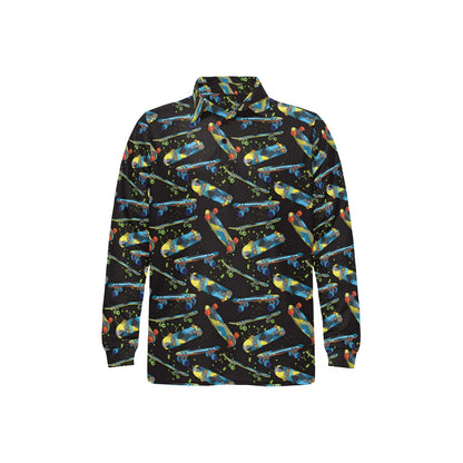 Skateboard Print Design LKS305 Long Sleeve Polo Shirt For Men's