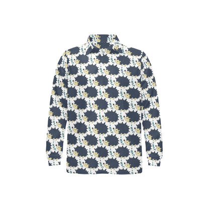 Hedgehog Print Design LKS401 Long Sleeve Polo Shirt For Men's