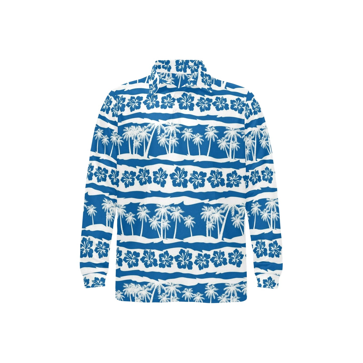 Hawaiian Themed Pattern Print Design H021 Long Sleeve Polo Shirt For Men's