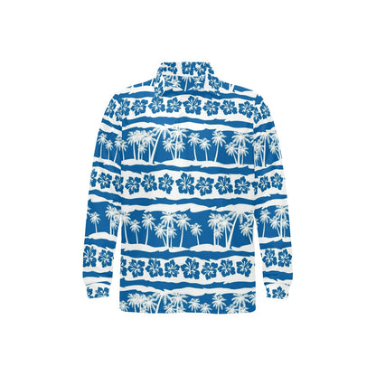 Hawaiian Themed Pattern Print Design H021 Long Sleeve Polo Shirt For Men's