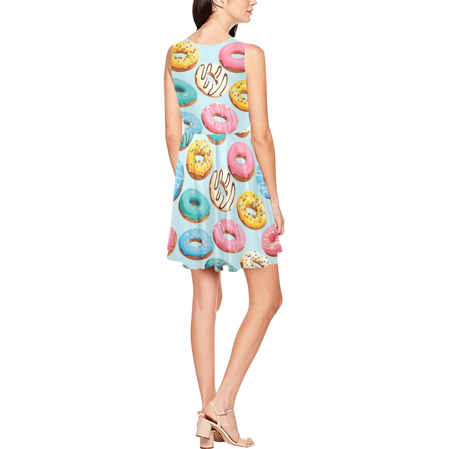 Donut Pattern Print Design DN05 Sleeveless Dress