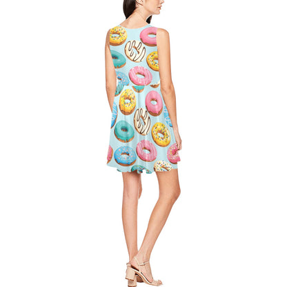 Donut Pattern Print Design DN05 Sleeveless Dress