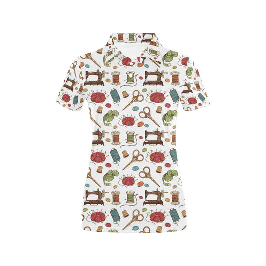 Sewing Equipment Print Design LKS304 Women's Polo Shirt