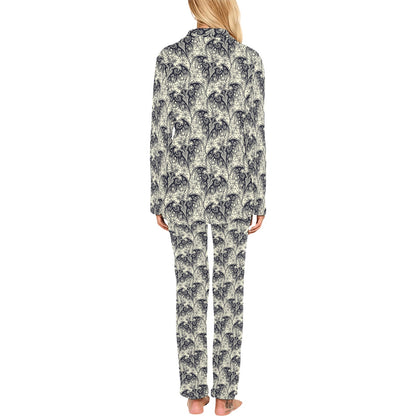 Bat Tribal Pattern Print Design 06 Women's Long Pajama Set