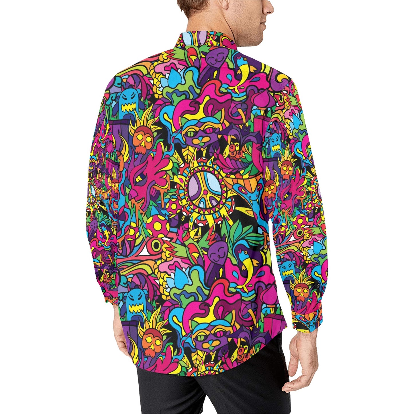 Trippy Print Design LKS304 Men's Long Sleeve Dress Shirt