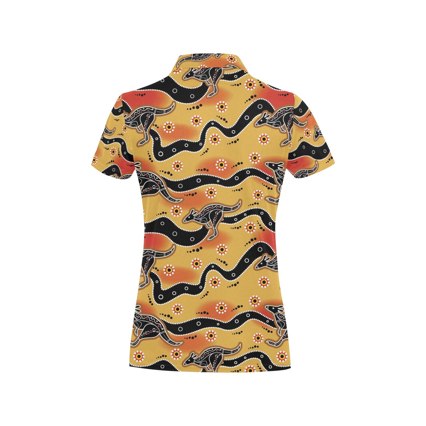 Kangaroos Aboriginal Pattern Print Design 06 Women's Polo Shirt