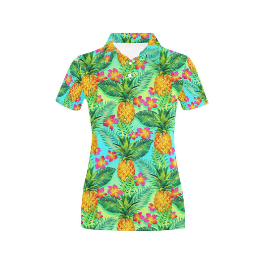 Pineapple Pattern Print Design PP010 Women's Polo Shirt
