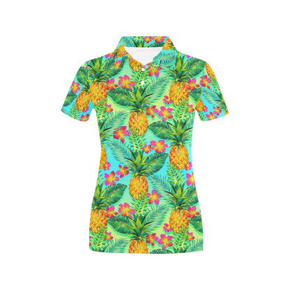 Pineapple Pattern Print Design PP010 Women's Polo Shirt