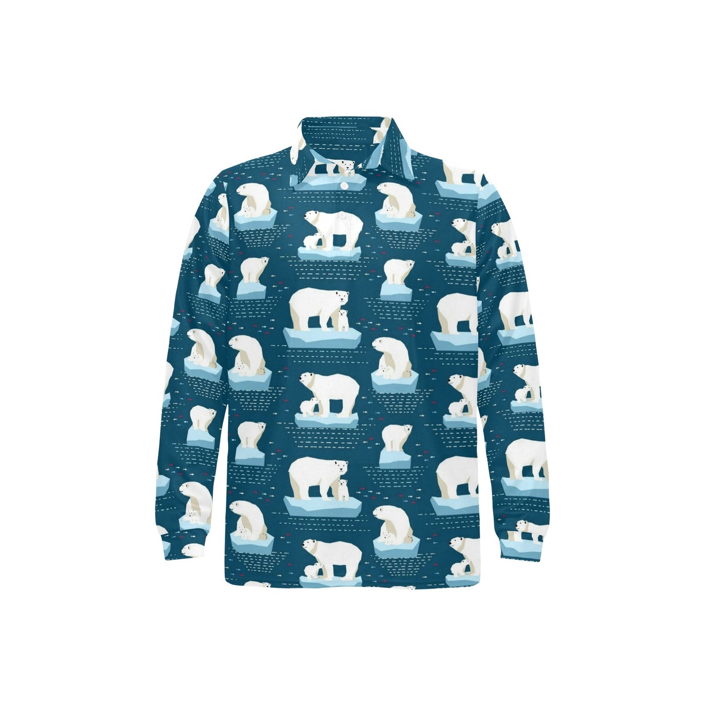 Polar Bear Pattern Print Design PB02 Long Sleeve Polo Shirt For Men's