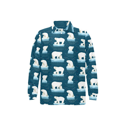Polar Bear Pattern Print Design PB02 Long Sleeve Polo Shirt For Men's