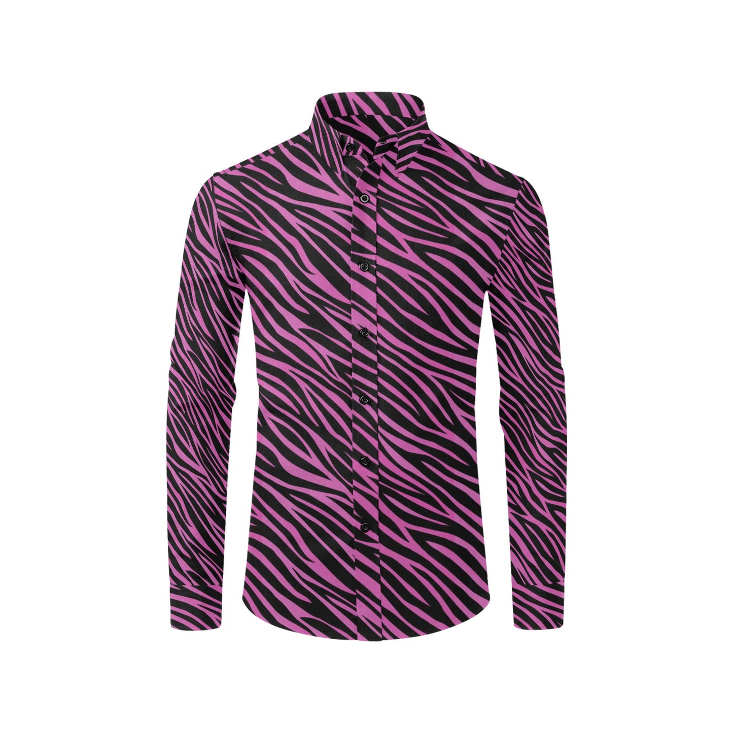 Zebra Pink Print Design LKS304 Men's Long Sleeve Dress Shirt