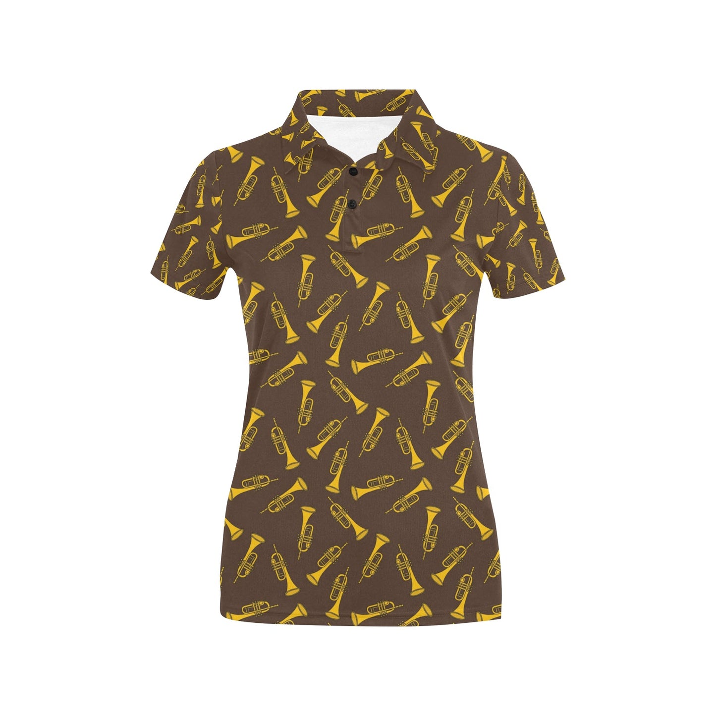 Trumpet Pattern Design Print Women's Polo Shirt