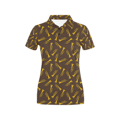 Trumpet Pattern Design Print Women's Polo Shirt