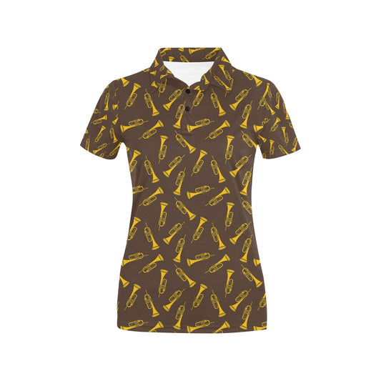 Trumpet Pattern Design Print Women's Polo Shirt
