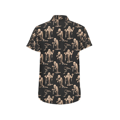 Mummy Print Design LKS302 Men Short Sleeve Button Up Shirt