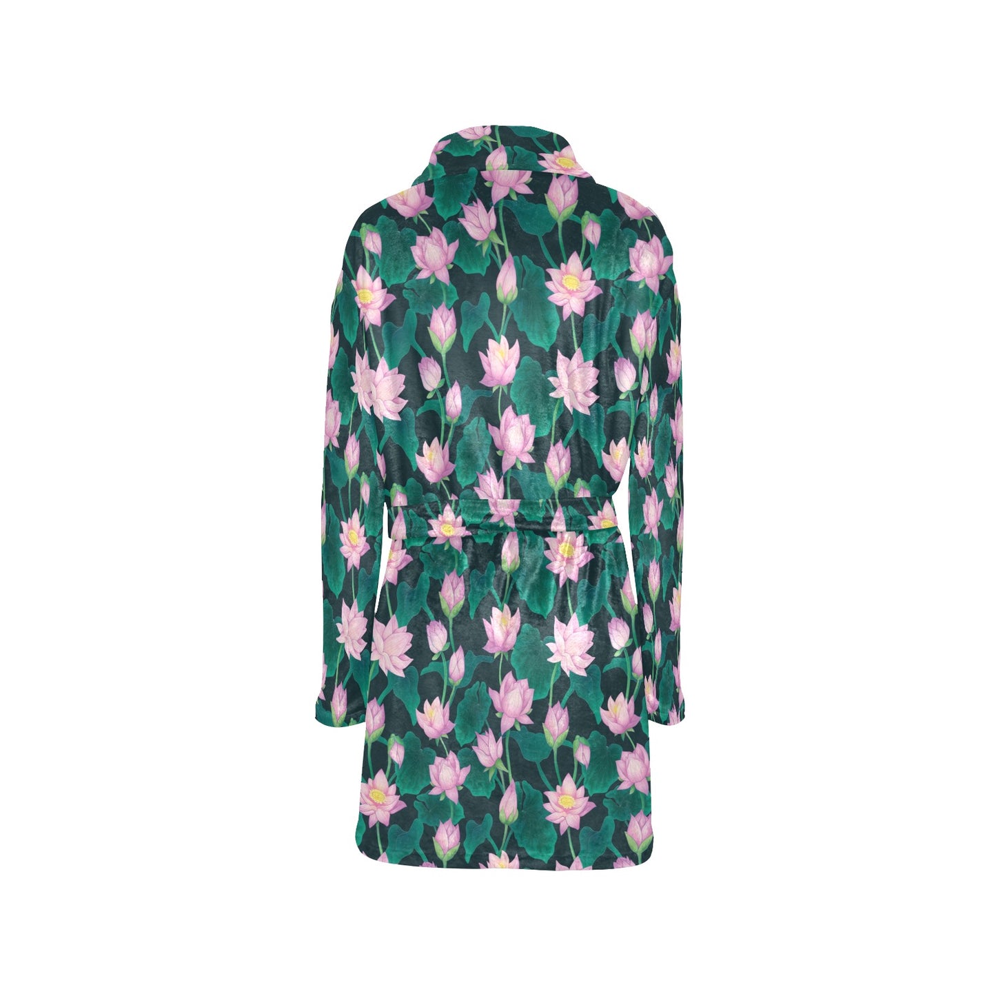 Water Lily Print Design LKS302 Women's Fleece Robe