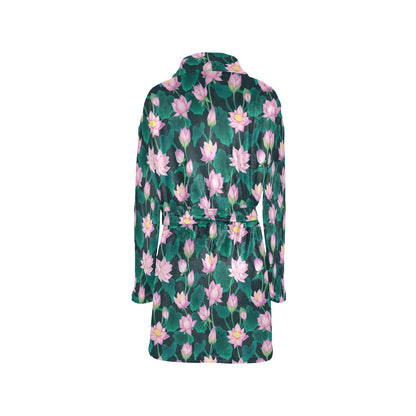 Water Lily Print Design LKS302 Women's Fleece Robe