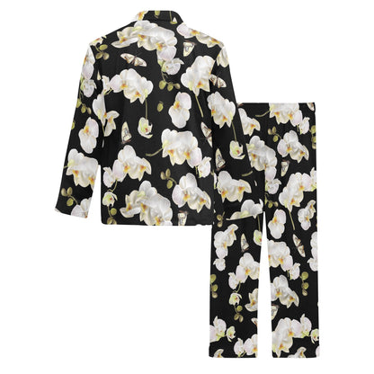 Orchid White Pattern Print Design OR011 Men's Long Pajama Set