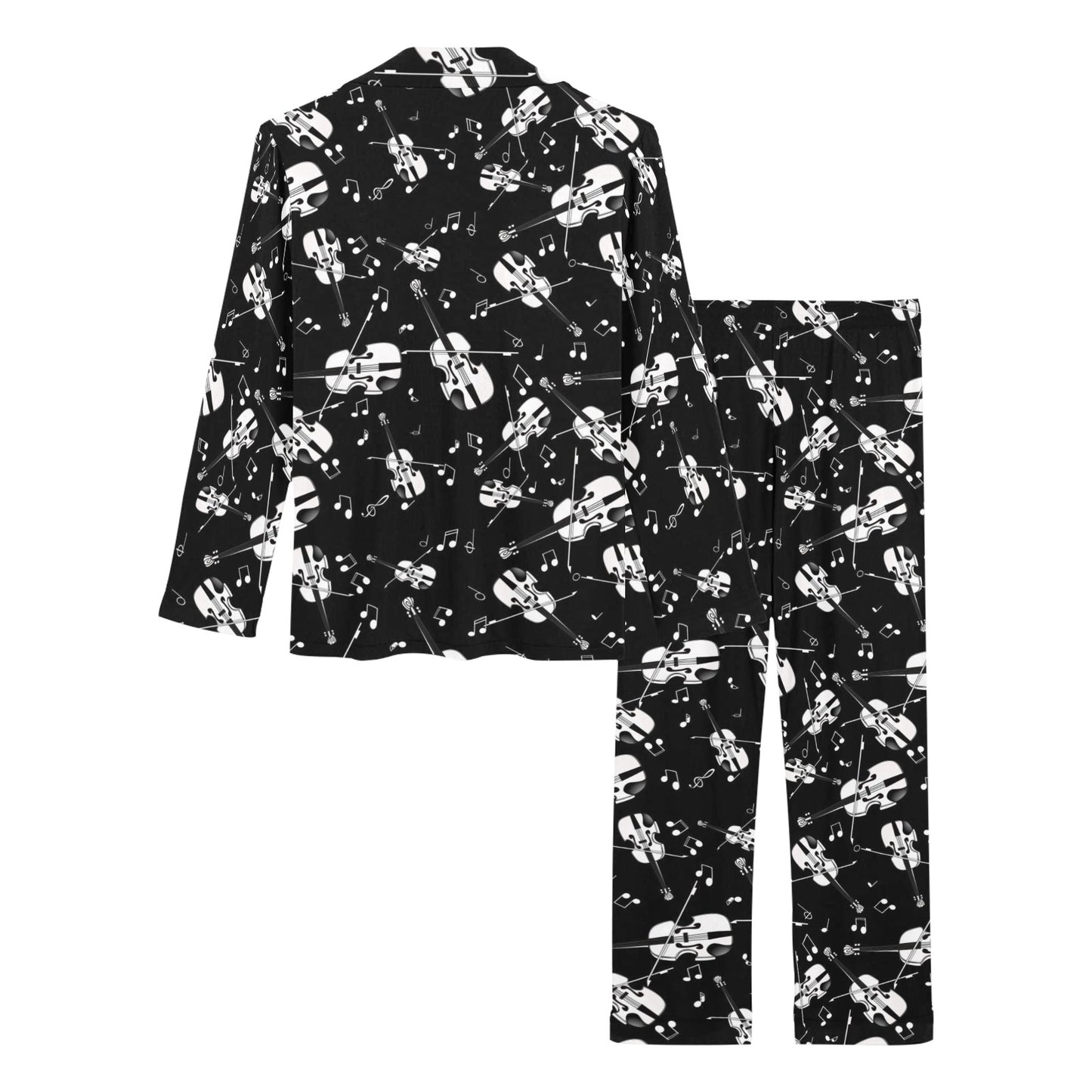 Violin Print Design LKS404 Women's Long Pajama Set