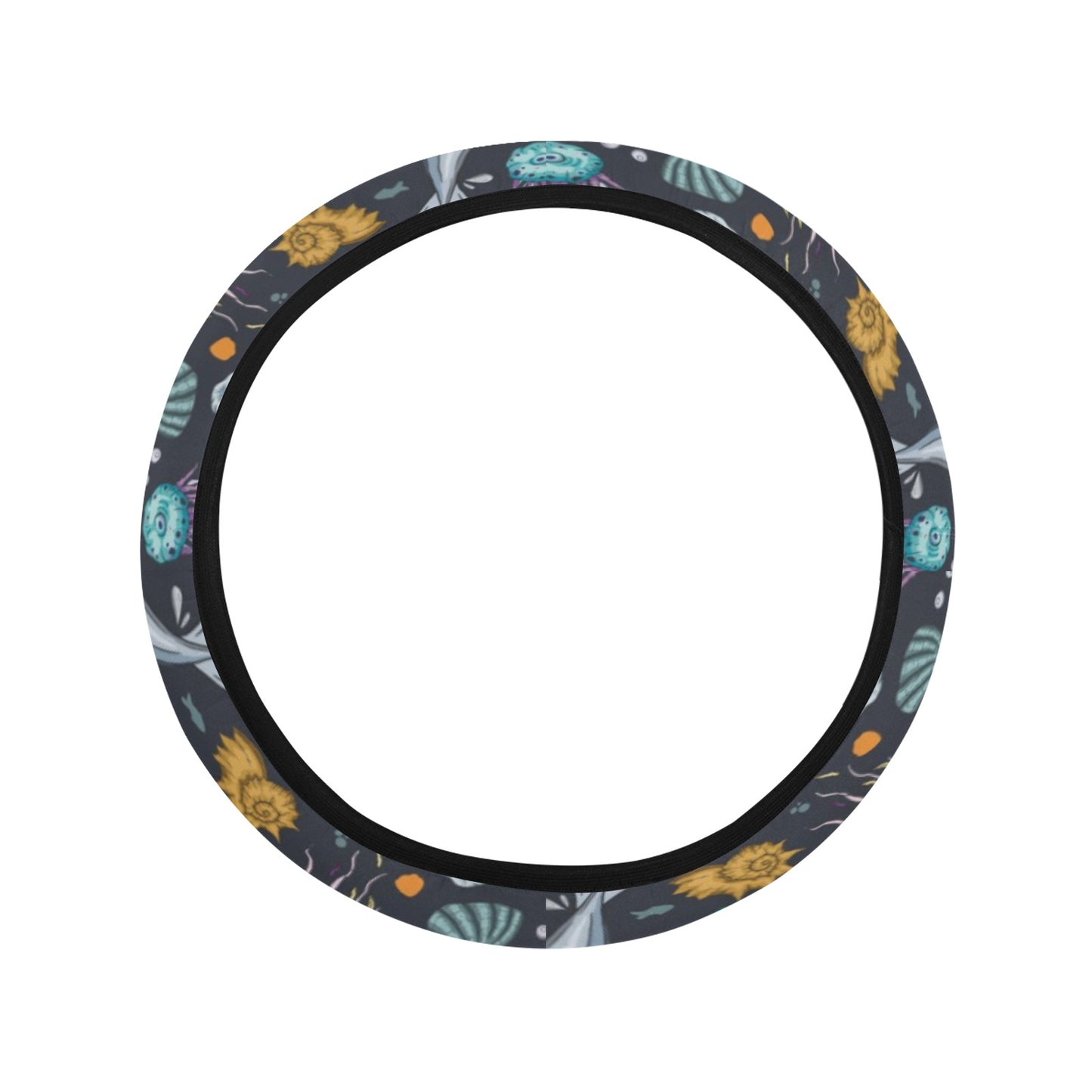 Underwater Dolphin Print Design LKS304 Steering Wheel Cover with Elastic Edge
