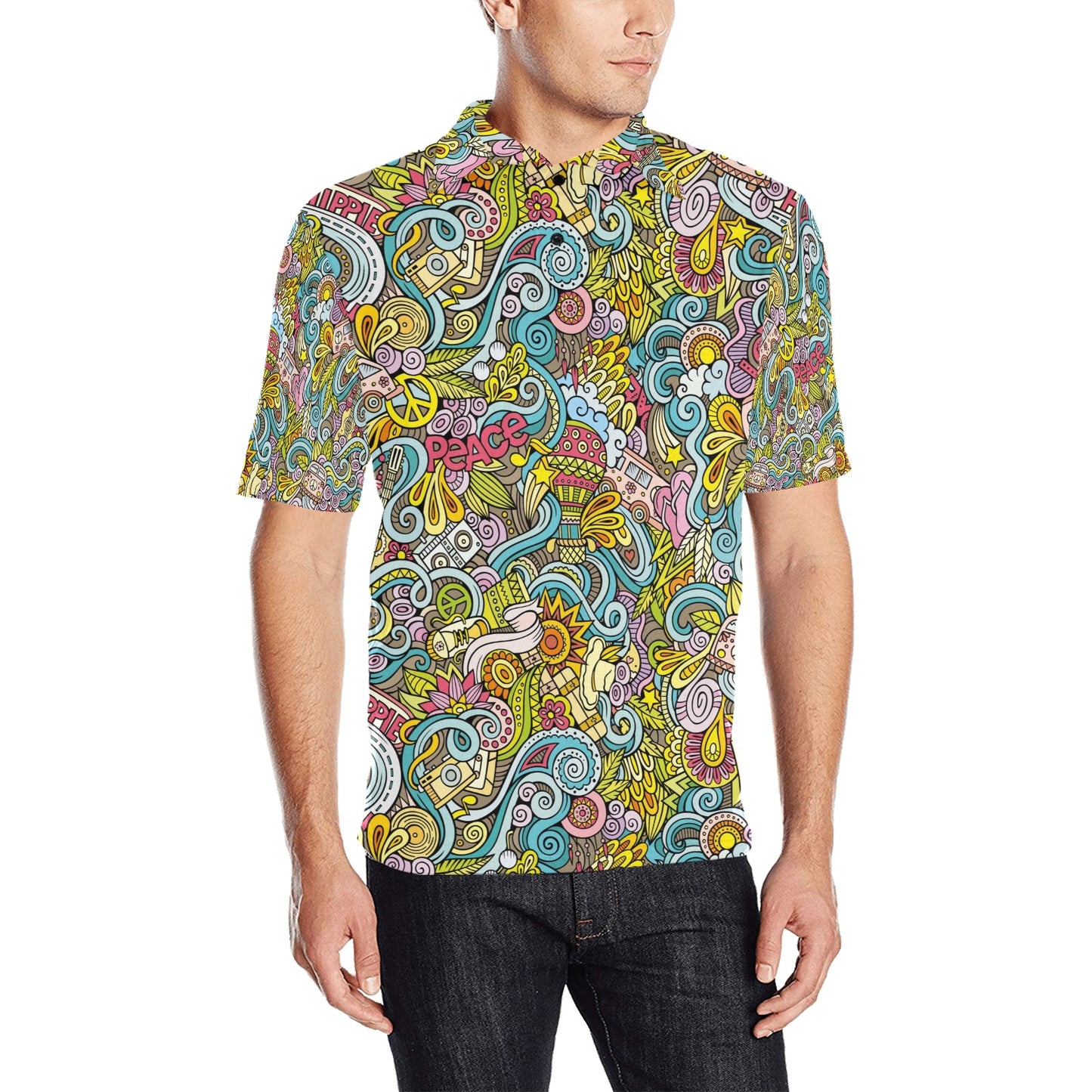 Hippie Print Design LKS301 Men Polo Shirt