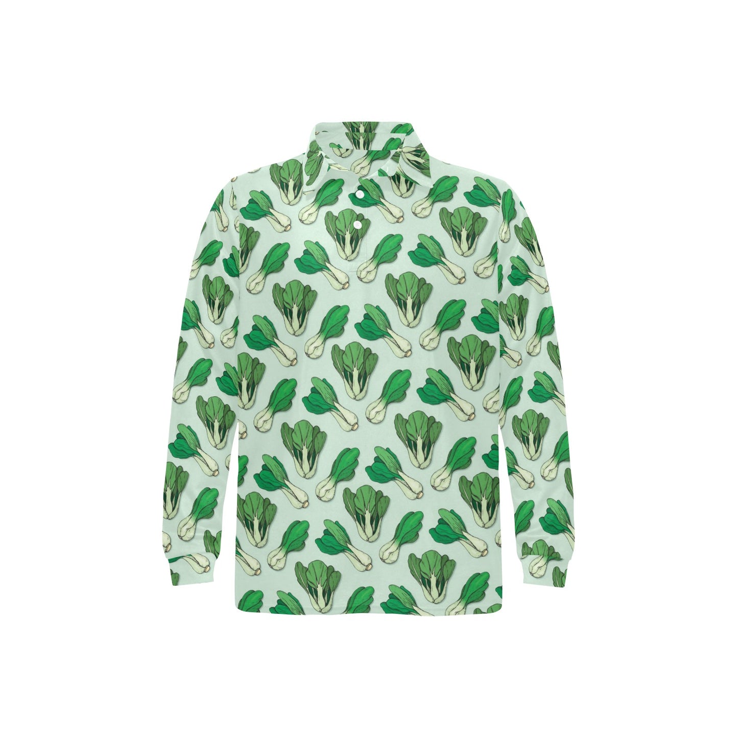 Bok Choy Pattern Print Design 01 Long Sleeve Polo Shirt For Men's