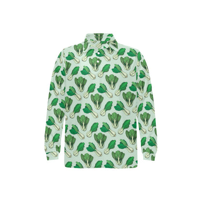 Bok Choy Pattern Print Design 01 Long Sleeve Polo Shirt For Men's