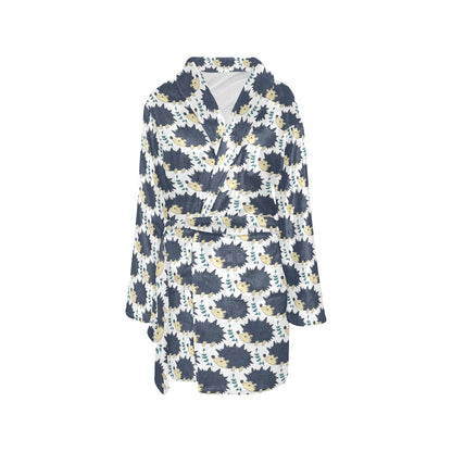 Hedgehog Print Design LKS401 Women's Fleece Robe