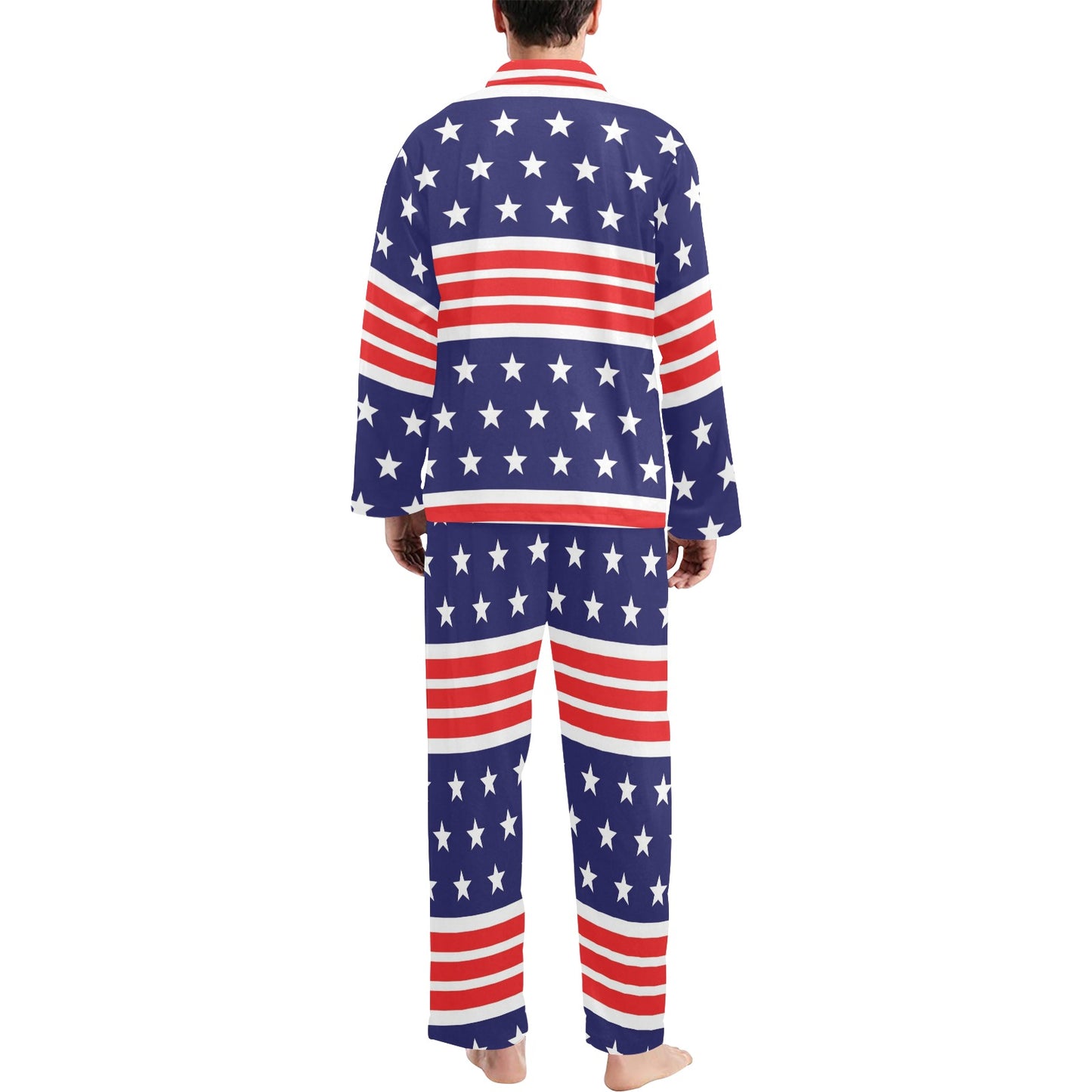 Patriotic Pattern Print Design A04 Men's Long Pajama Set
