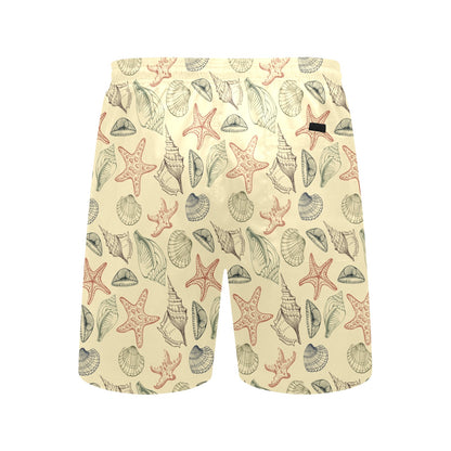 Seashell Print Design LKS305 Men's Swim Trunks Beach Shorts