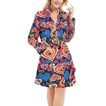 Heart Pattern Print Design HE08 Women's Fleece Robe