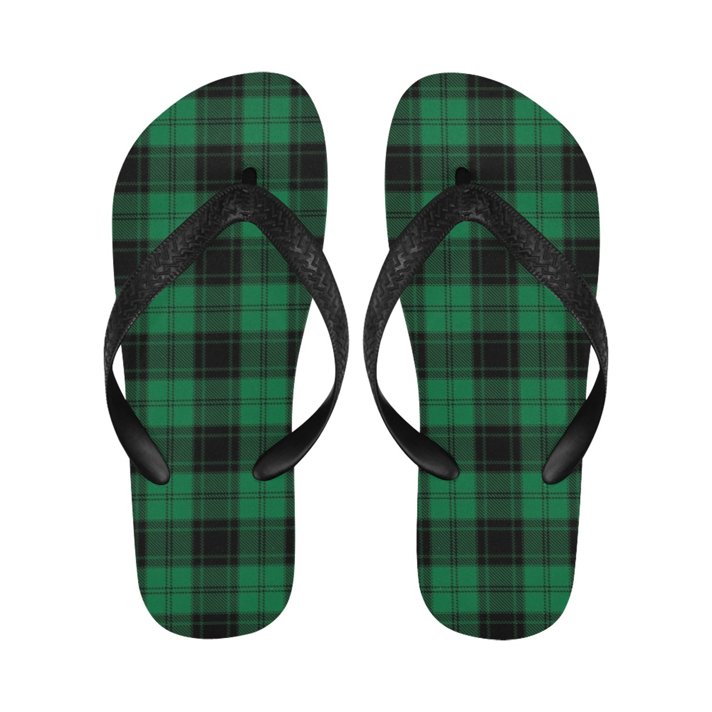 Tartan Green Print Design LKS302 Flip Flops