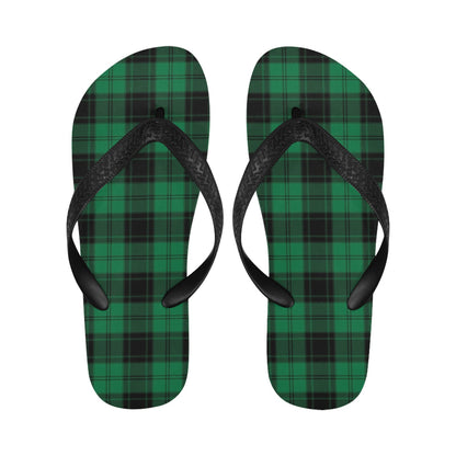 Tartan Green Print Design LKS302 Flip Flops