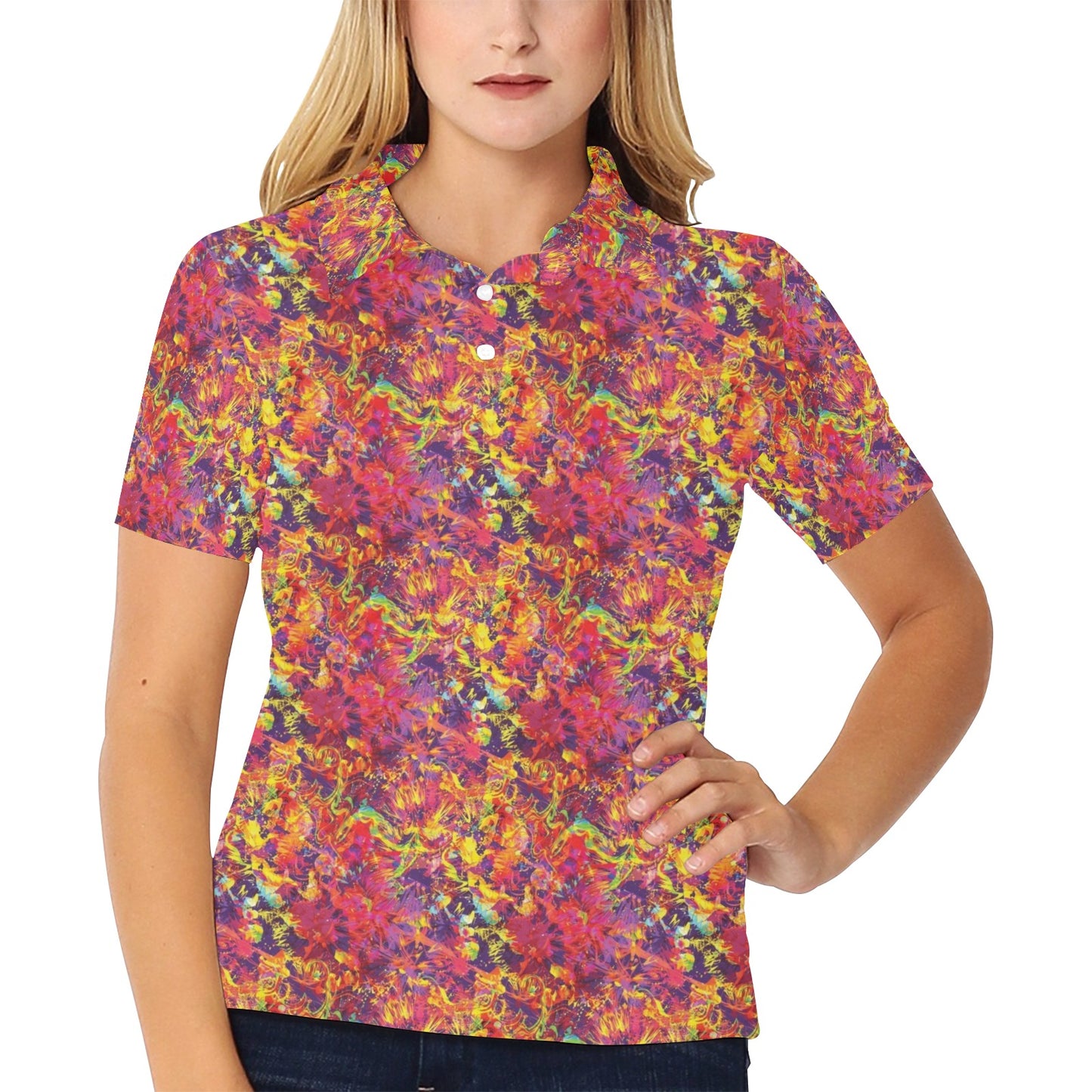 Splatter Print Design LKS303 Women's Polo Shirt