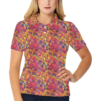 Splatter Print Design LKS303 Women's Polo Shirt