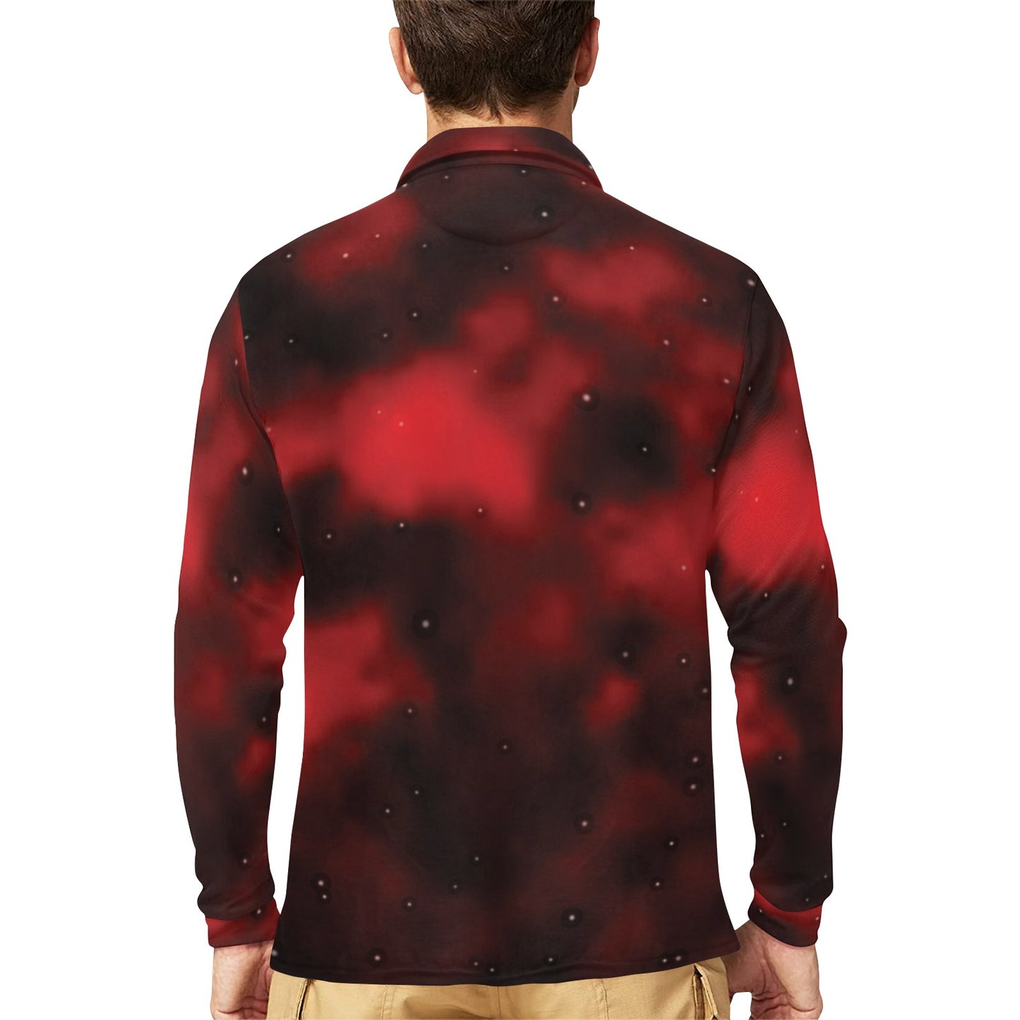 Nebula Pattern Print Design A03 Long Sleeve Polo Shirt For Men's