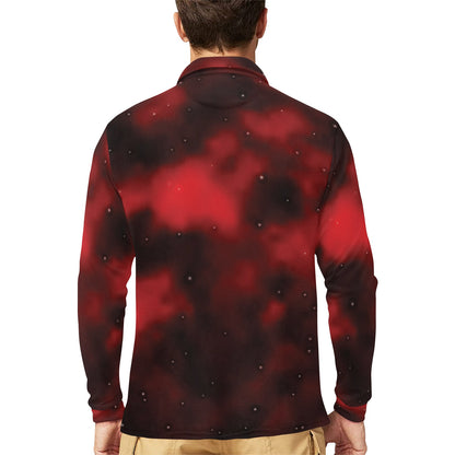 Nebula Pattern Print Design A03 Long Sleeve Polo Shirt For Men's