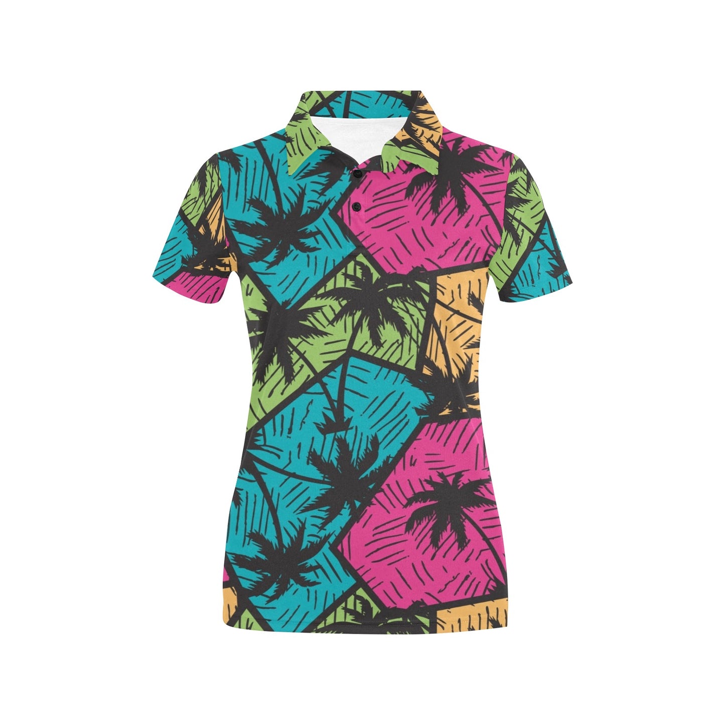 Palm Tree Pattern Print Design PT09 Women's Polo Shirt