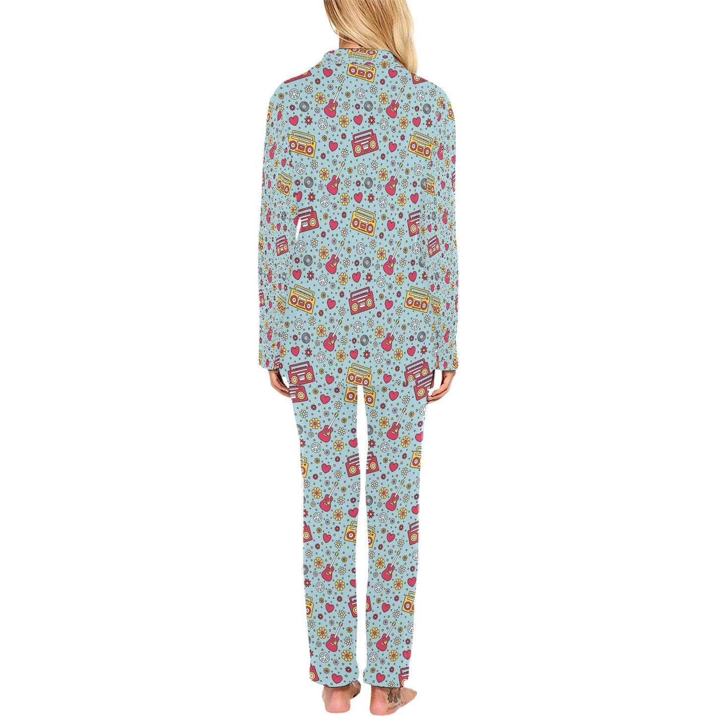 Hippie Print Design LKS307 Women's Long Pajama Set