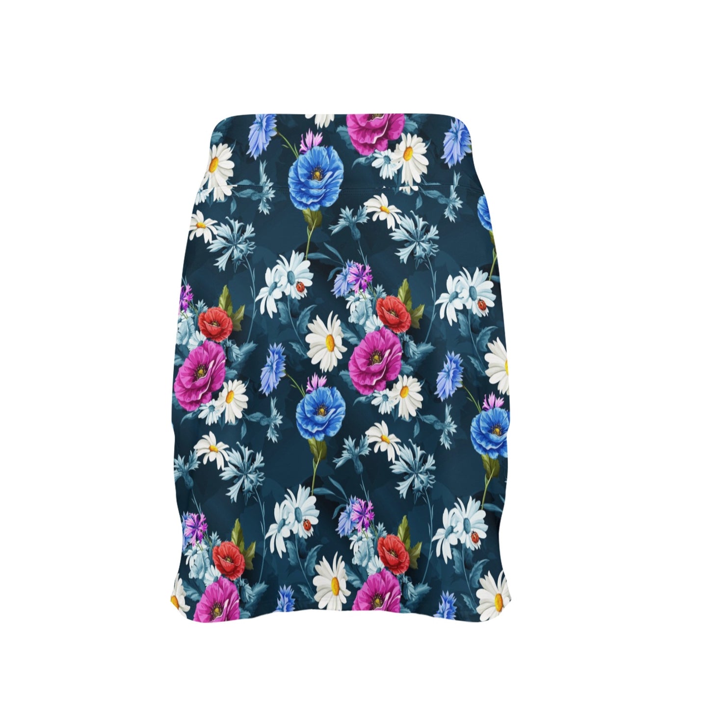 Floral Blue Themed Print 17" Golf & Pickleball Skort with Pockets